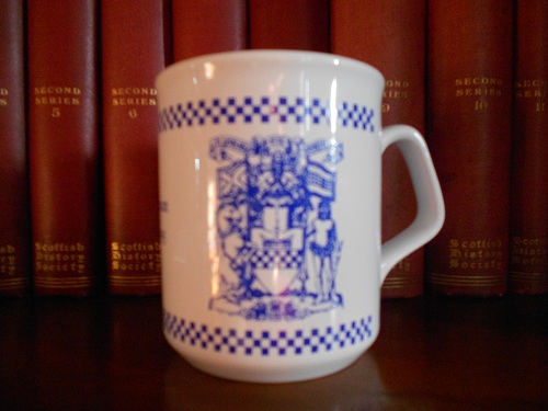 Blue and white mug